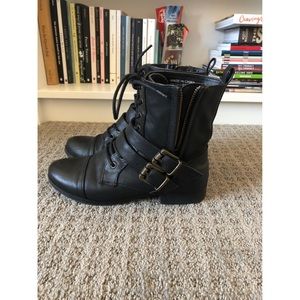 Black combat boots